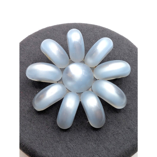 Vintage Pale Blue Moonglow Lucite Mid-Century Brooch