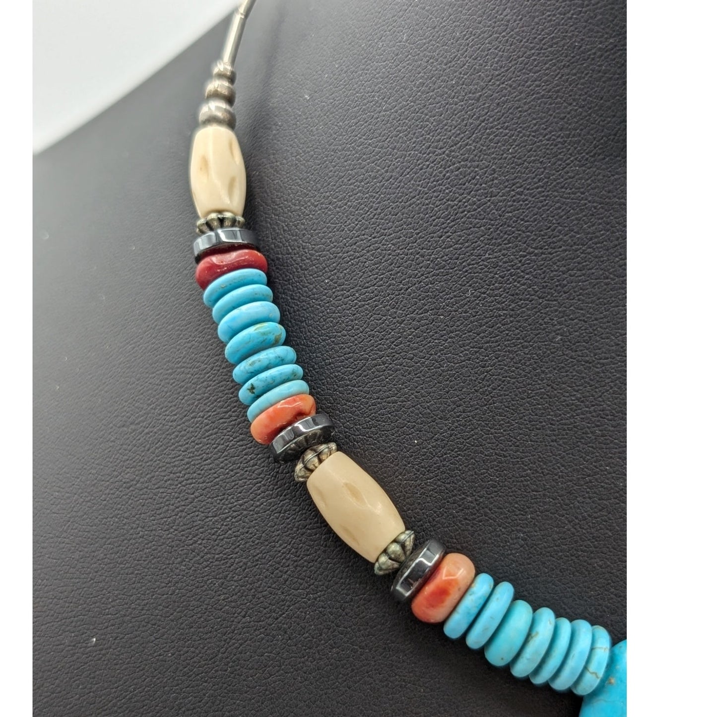 Vintage Liquid Silver Wire Southwestern Stone Beaded Necklace One Size Fits Most
