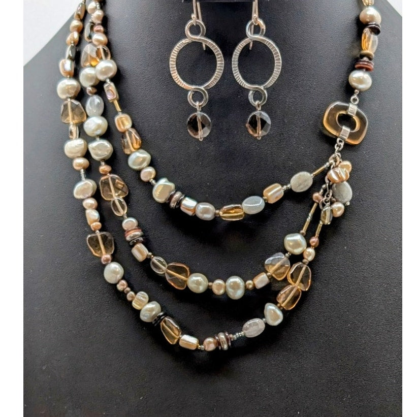Silpada 925 Sterling Mixed Jewelry Set w/ Natural Stone and Beads 114.79g