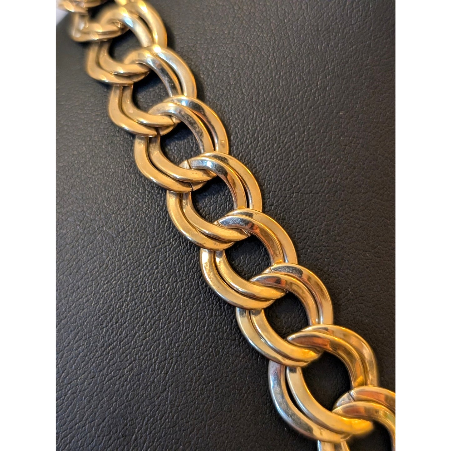 Vintage Polished Double Graduated Curb Link Necklace W/ Hook Clasp Necklace
