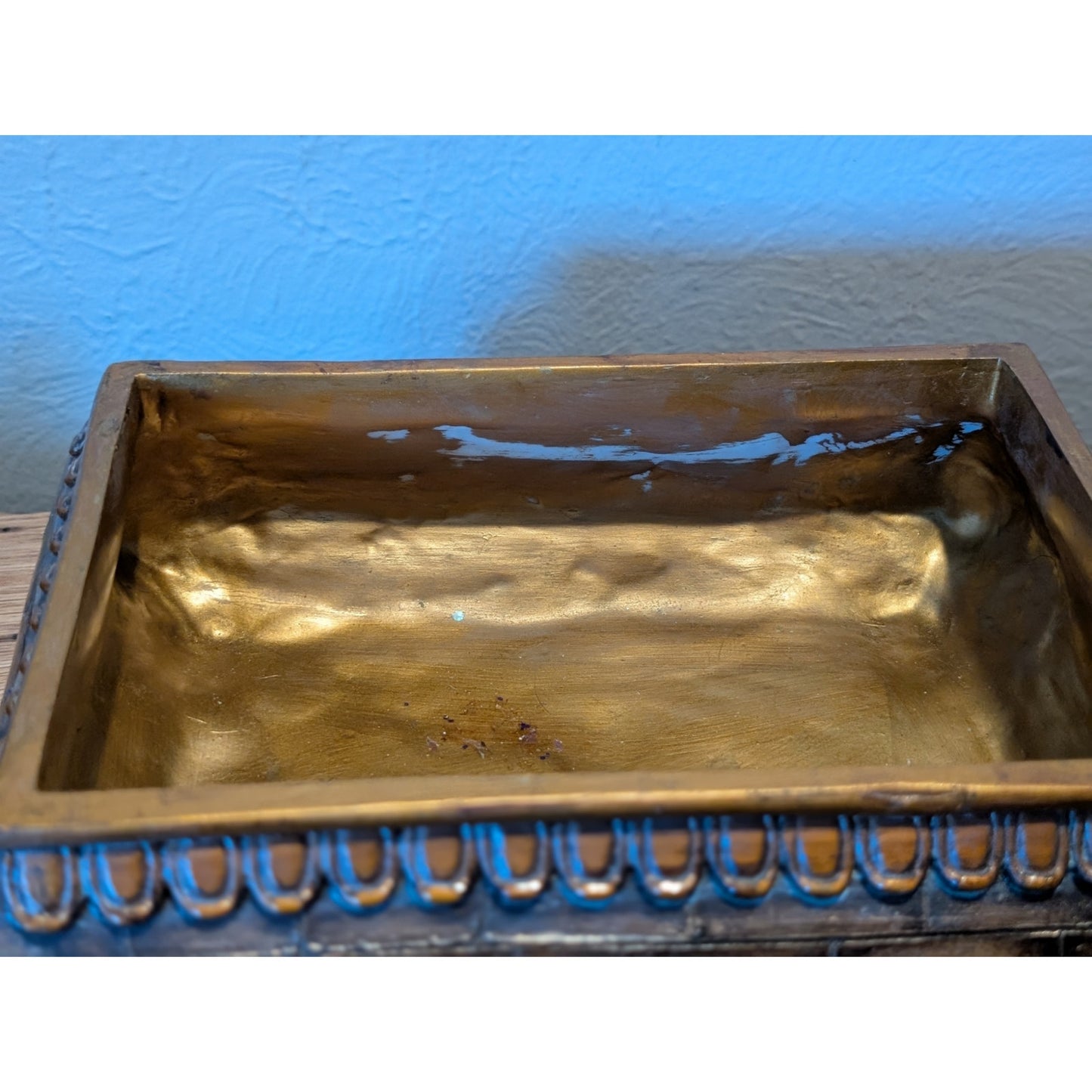 Jewelry Chest or Trinket Box Brick Pattern Removeable Lid Wood Look Resin