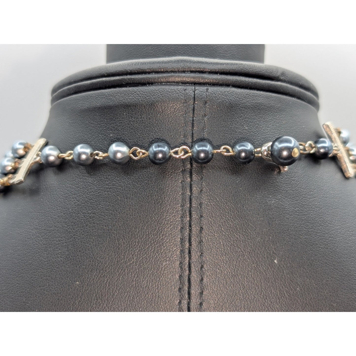 Vintage Triple Strand Gray W/ Purple Tint Austrian AB Crystal Bead Necklace