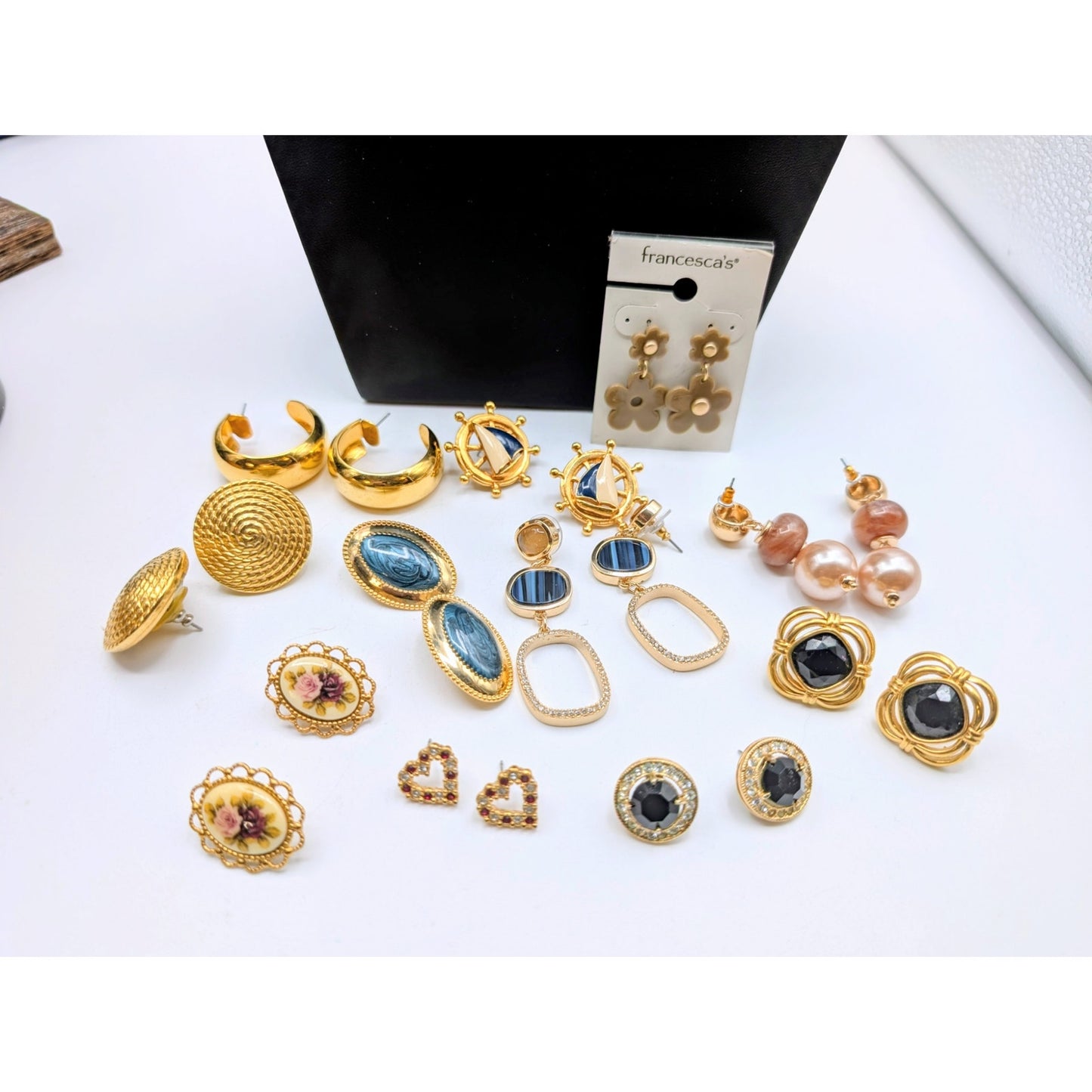 Eleven Pair of Gold Tone Pierced Earrings
