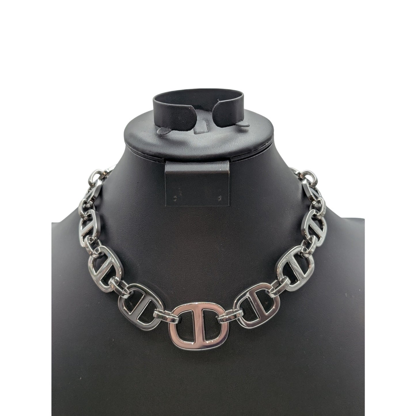 Cult Gaia Reyes Silver Tone Heavy Chain Toggle Clasp 17.5" Necklace