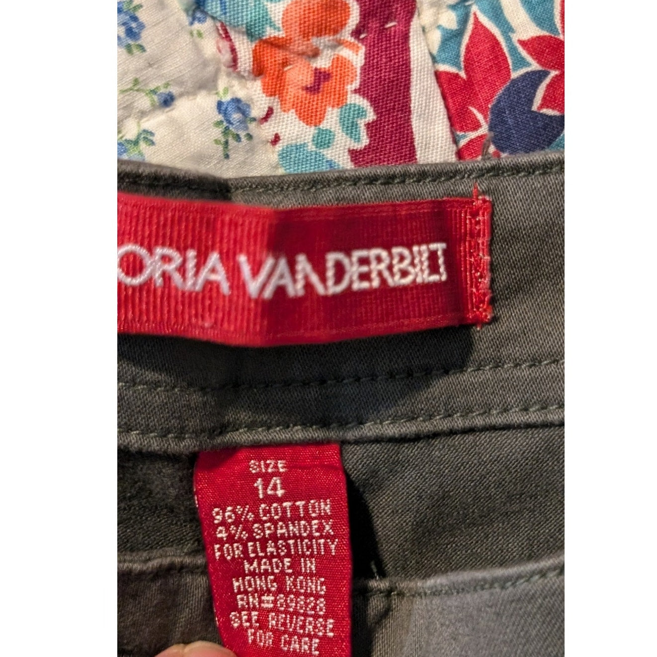 Gloria Vanderbilt Loden Side Zip No Waistband Flat Front Pedal Pusher Pant Sz 14
