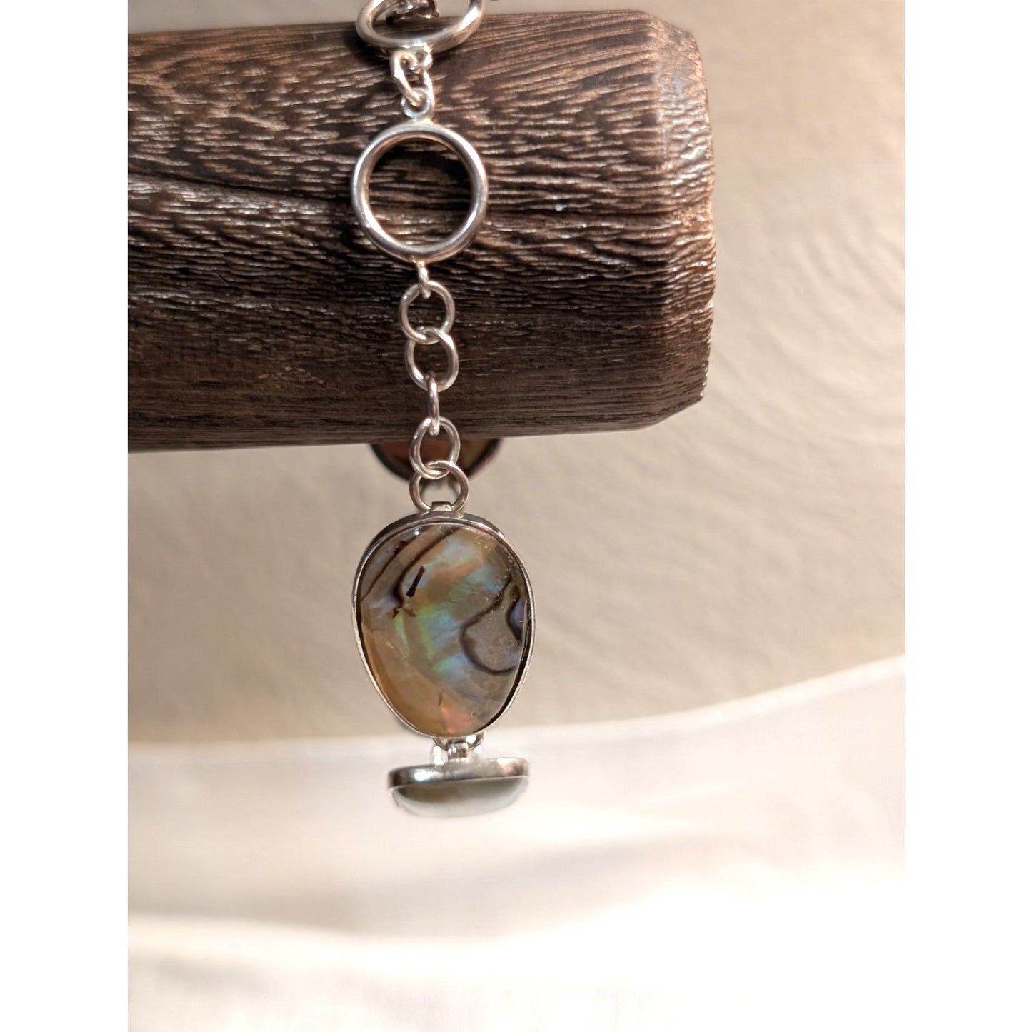Sterling Silver Abalone Shell Toggle Bracelet