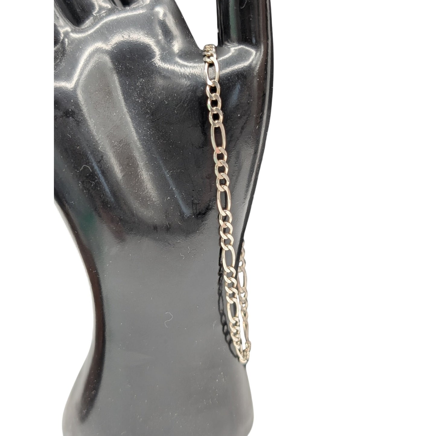 Vintage 925 Italy Sterling Silver Figaro Chain Link Bracelet 4.69g