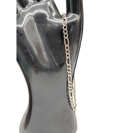 Vintage 925 Italy Sterling Silver Figaro Chain Link Bracelet 4.69g