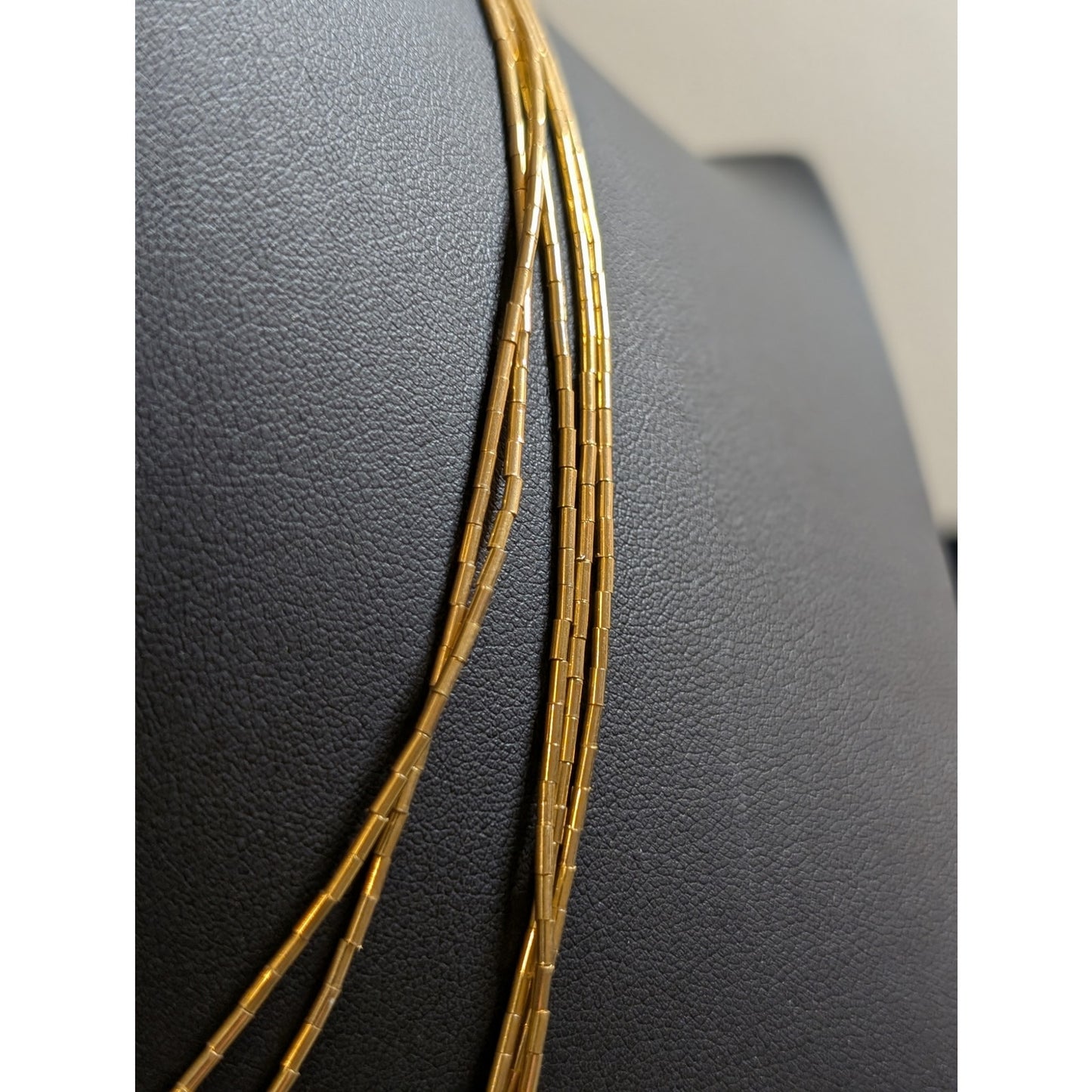 Vintage Five Strand Liquid Gold Filled Bead 18" Necklace
