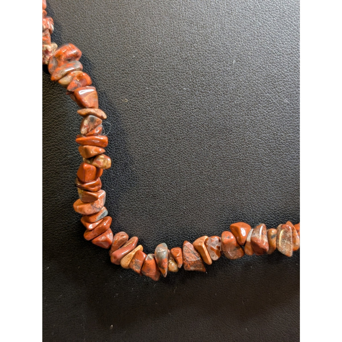 Vintage Brownish Red Gemstone Chip Bead 34" Strand Necklace