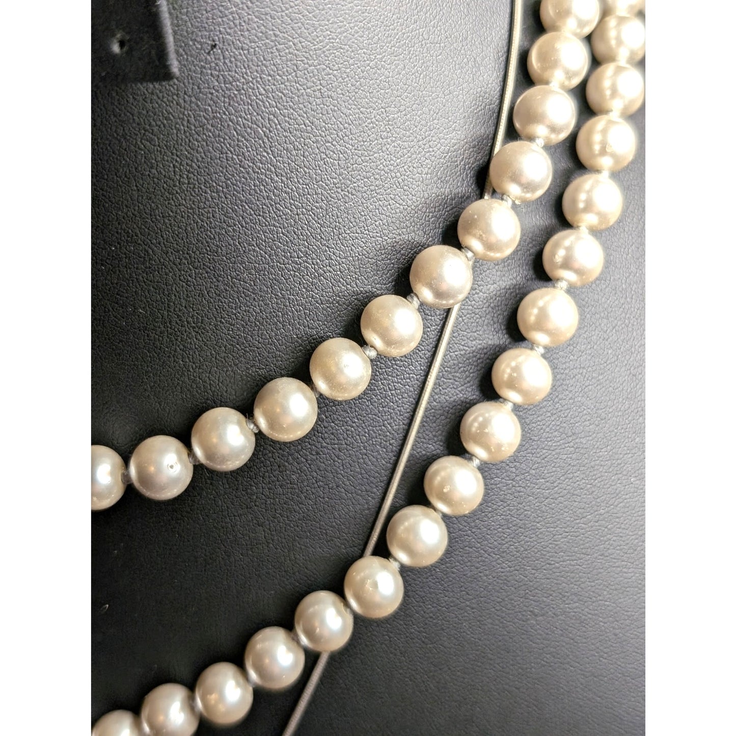 Lot of Two Layered Silver Tone Faux Pearl Necklaces