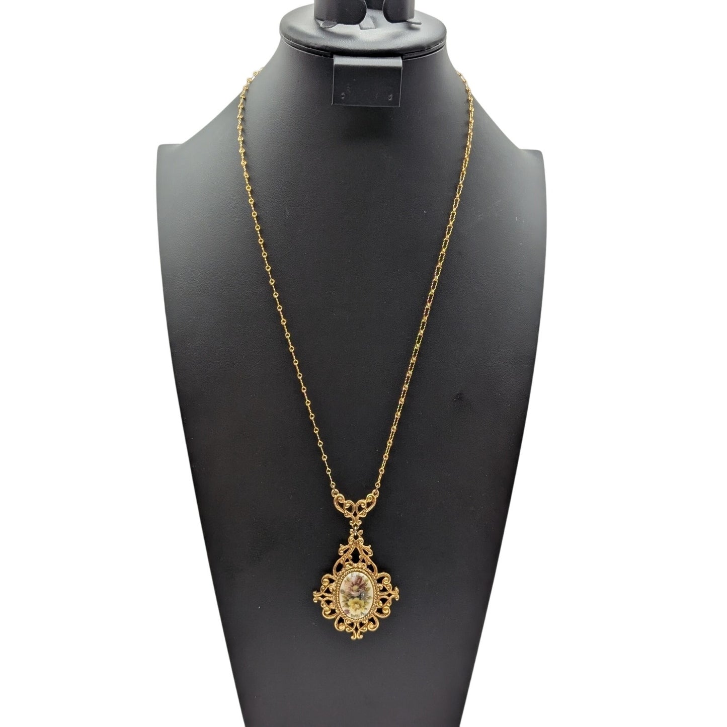 Florenza Vintage 60s Victorian Renaissance Revival 24K Electroplate 26" Necklace
