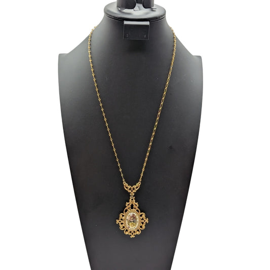 Florenza Vintage 60s Victorian Renaissance Revival 24K Electroplate 26" Necklace