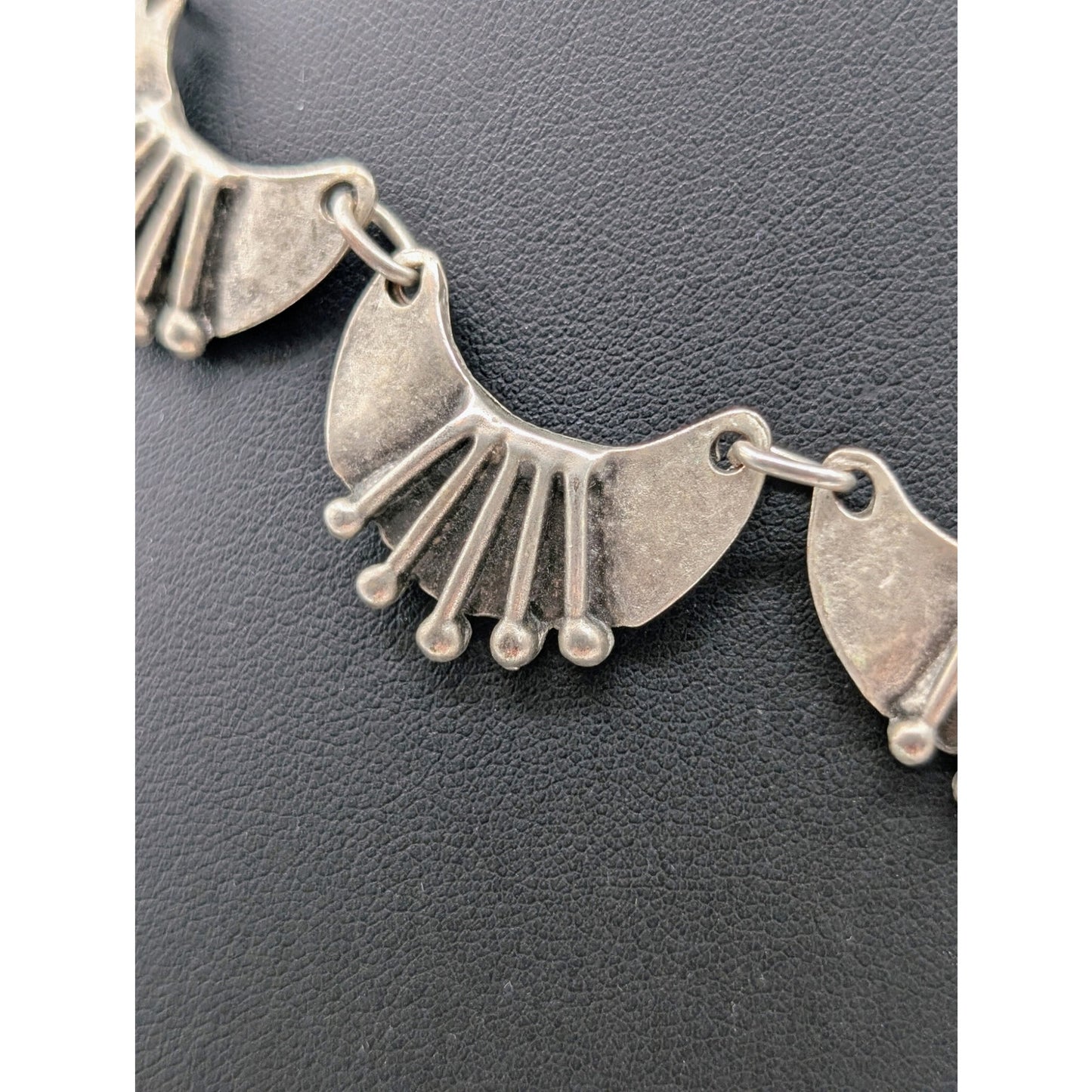 Vintage Brutalist Silver Tone Station Link 15"-18" Adjustable Choker Necklace