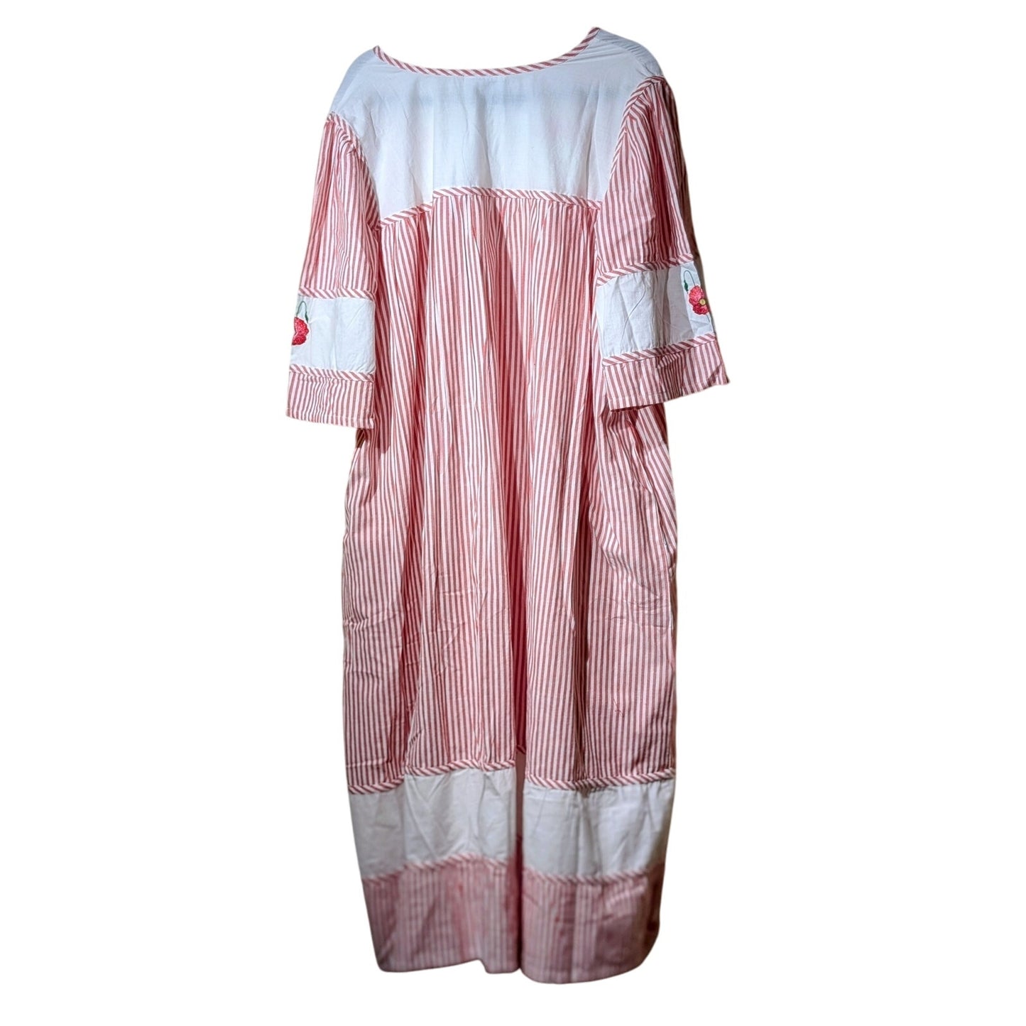 Expressions Made in India 100% Cotton Red White Embroidered Patio Dress Sz. 2X