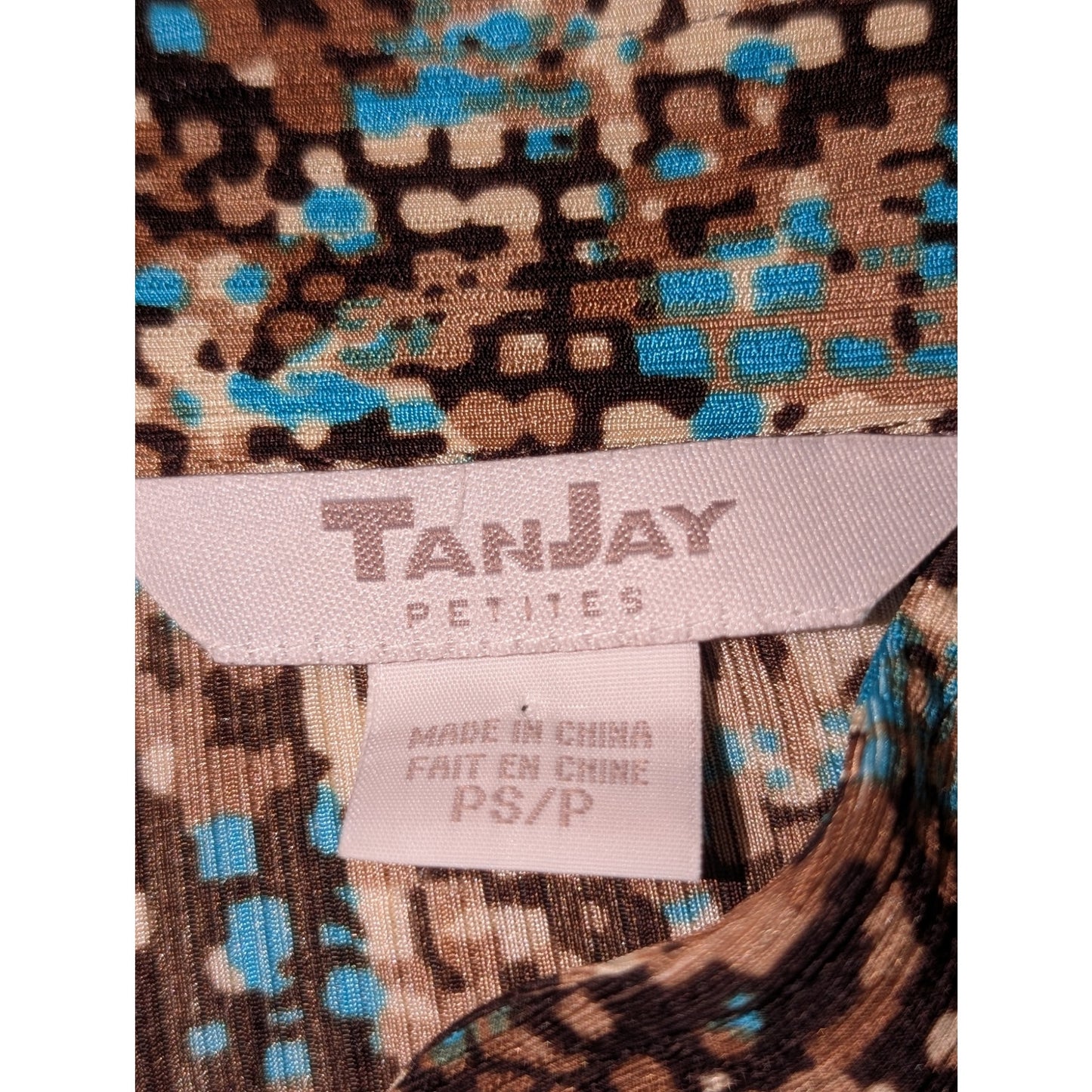 Vintage Tanjay Brown Aqua Zip Front 'Track Jacket' Womens Size S Petite