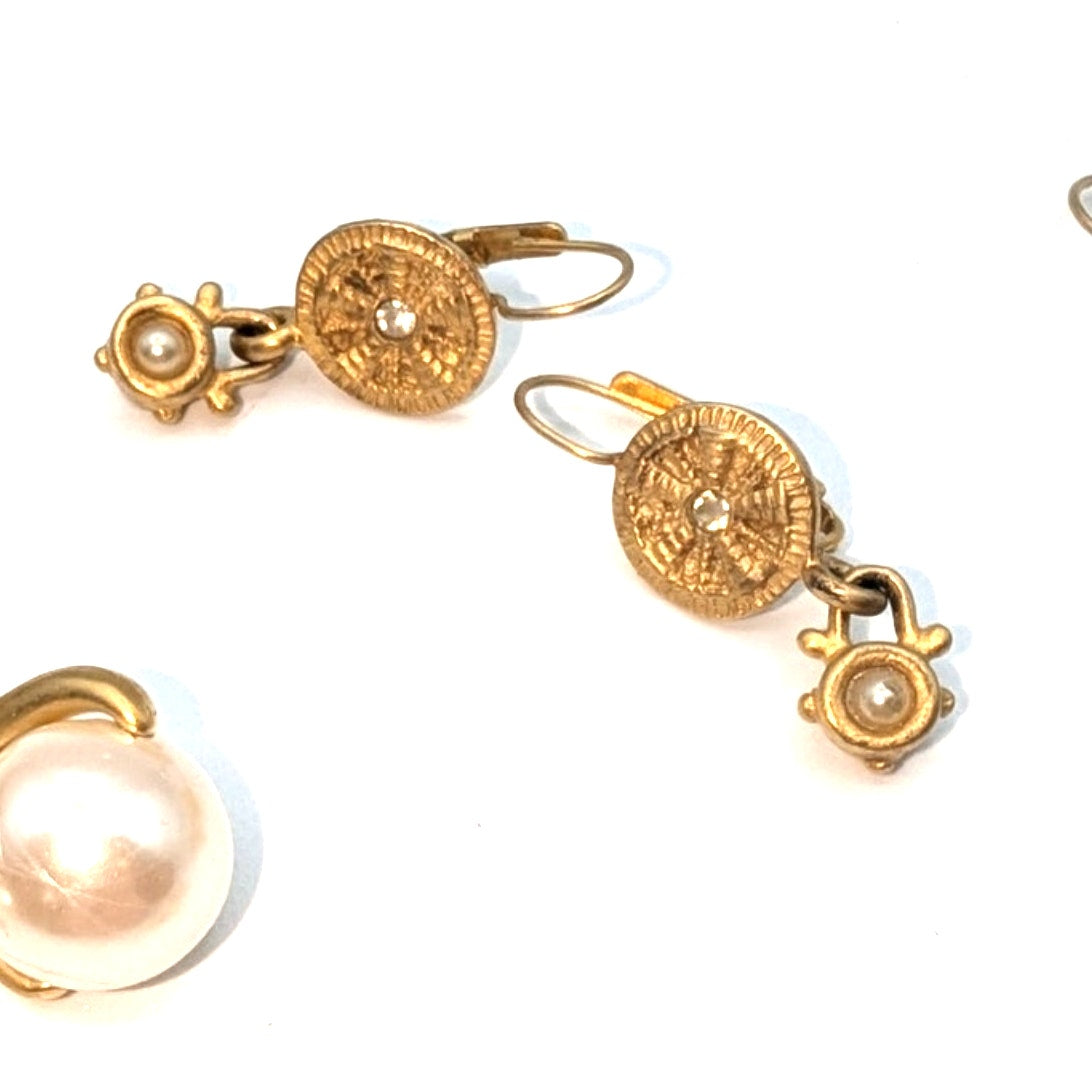 Lot of Four Pair Brushed Gold Tone Earrings