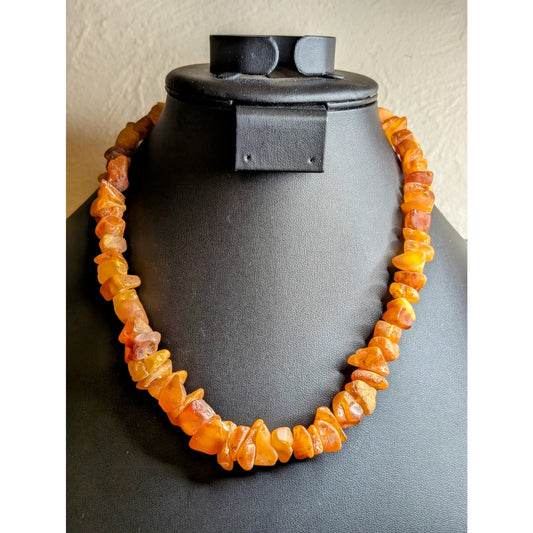 Antique Various Size & Color Chunks of Baltic Amber 19" Necklace 37.6g