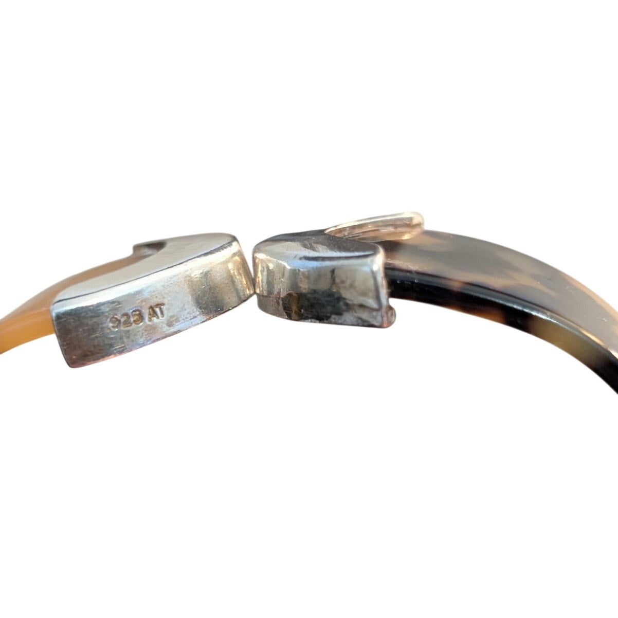 Vintage Sterling Silver 925 AT Faux Tortoise Shell  Cuff Bracelet