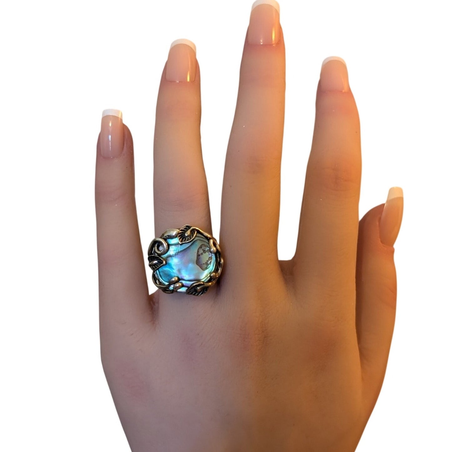 CFJ Collins Fine Jewelry 925 Thailand Sterling Abalone Leafy Vine Ring Size 5.5