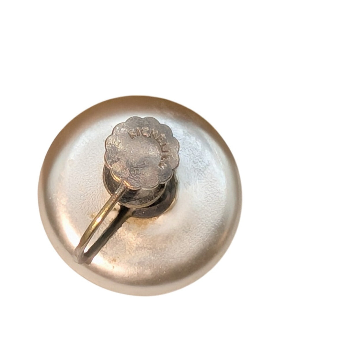 Vintage Richelieu Silver Tone Faux Pearl Screw Back Earrings