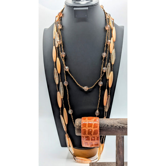 M. Haskell NWT Double Strand Elongated Bead Coordinating Bead & Cuff Jewelry Lot