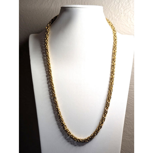Vintage 24" Givenchy Gold Tone Byzantine Chain Fold Over Double G Clasp Necklace