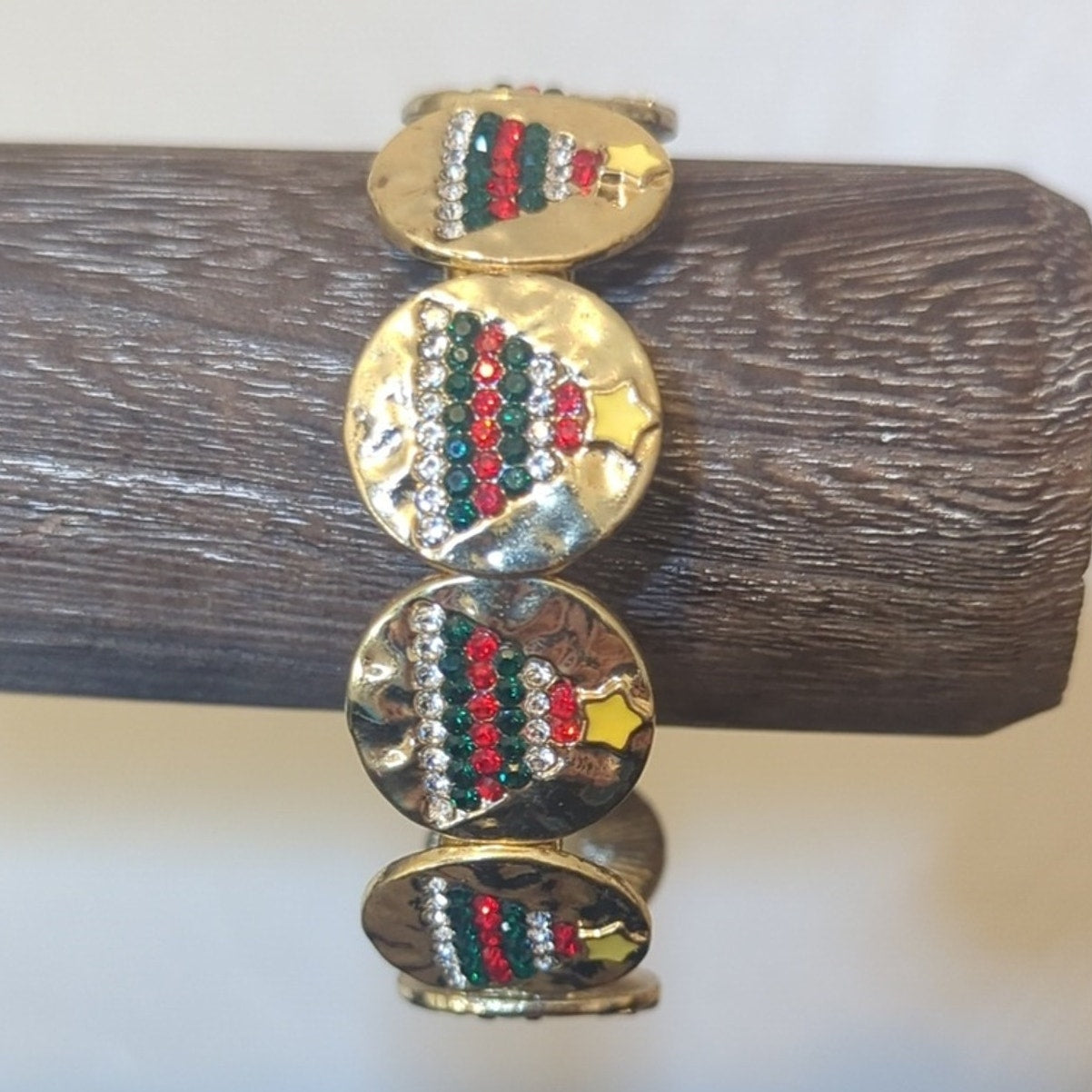 Two Christmas Bracelets -- One Bangle & One Stretch Bracelet