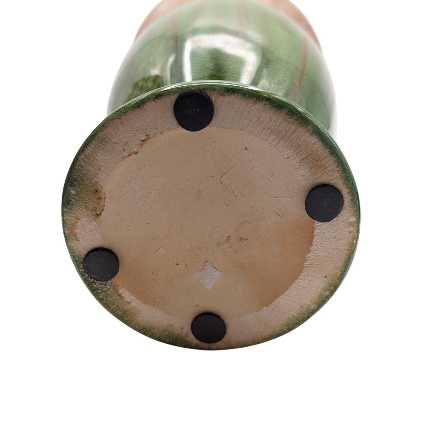 Mid-Century Modern Unsigned Green Drip Glaze Pottery Vase