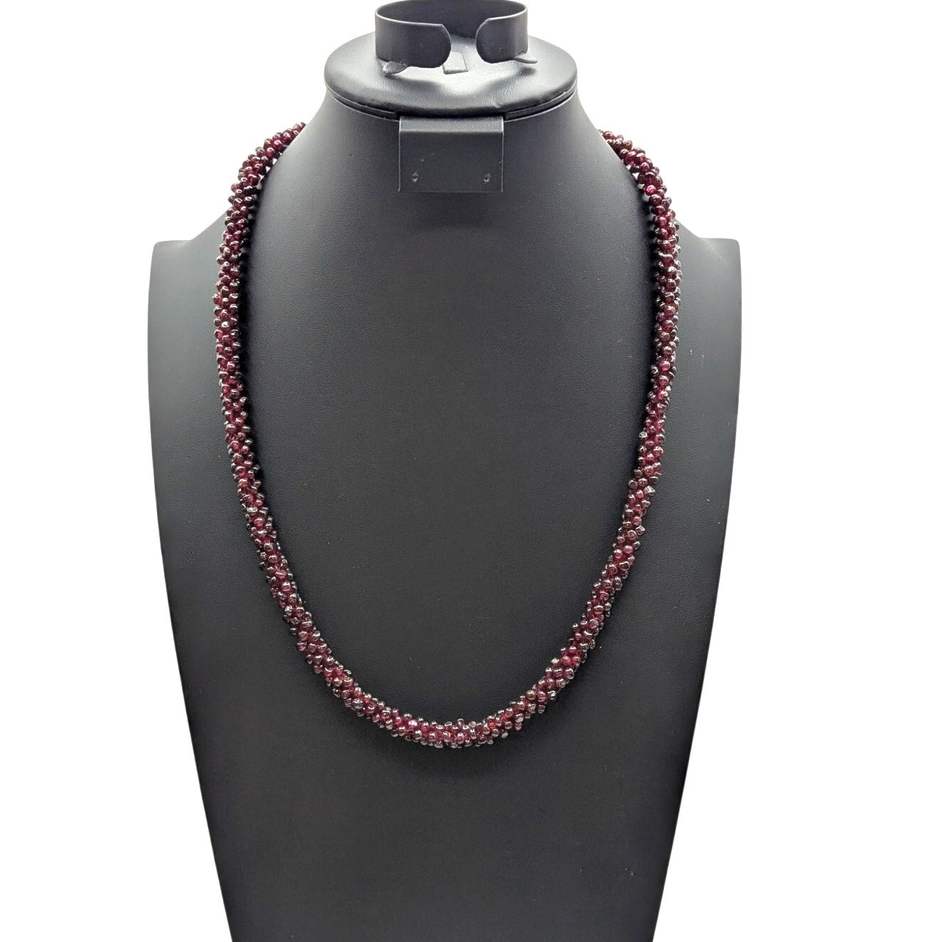 Estate Vintage Woven Rope Purple Garnet Seed Bead 25" No Clasp Necklace