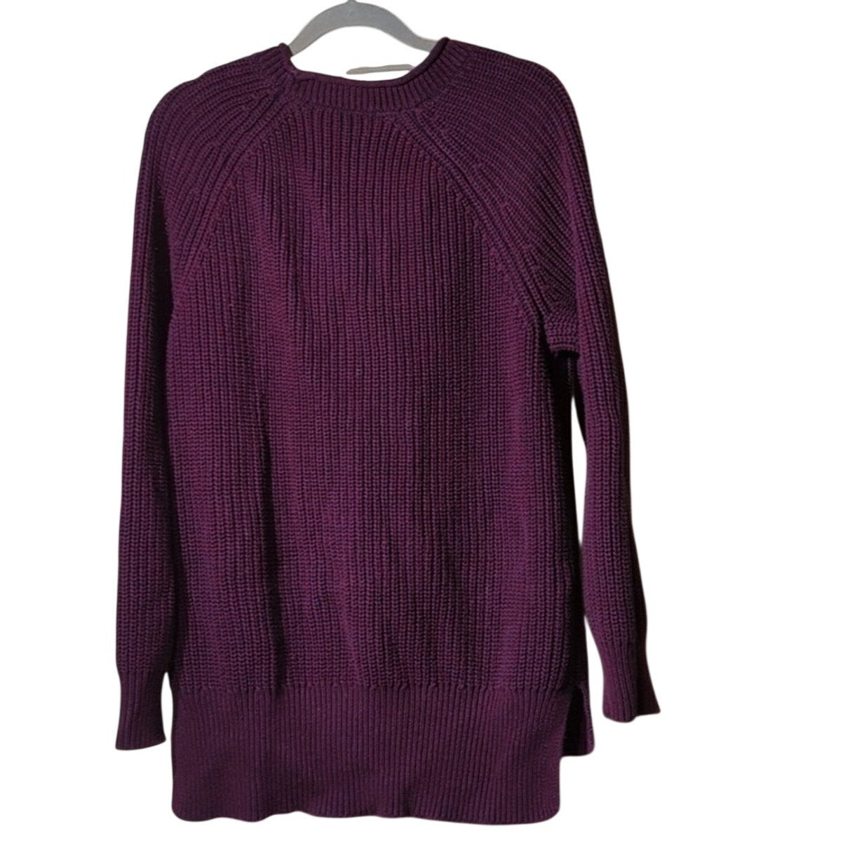 Ellen Tracy Port Marled Open Knit Pullover Rolled Neck Notched Hem Sweater Sz L