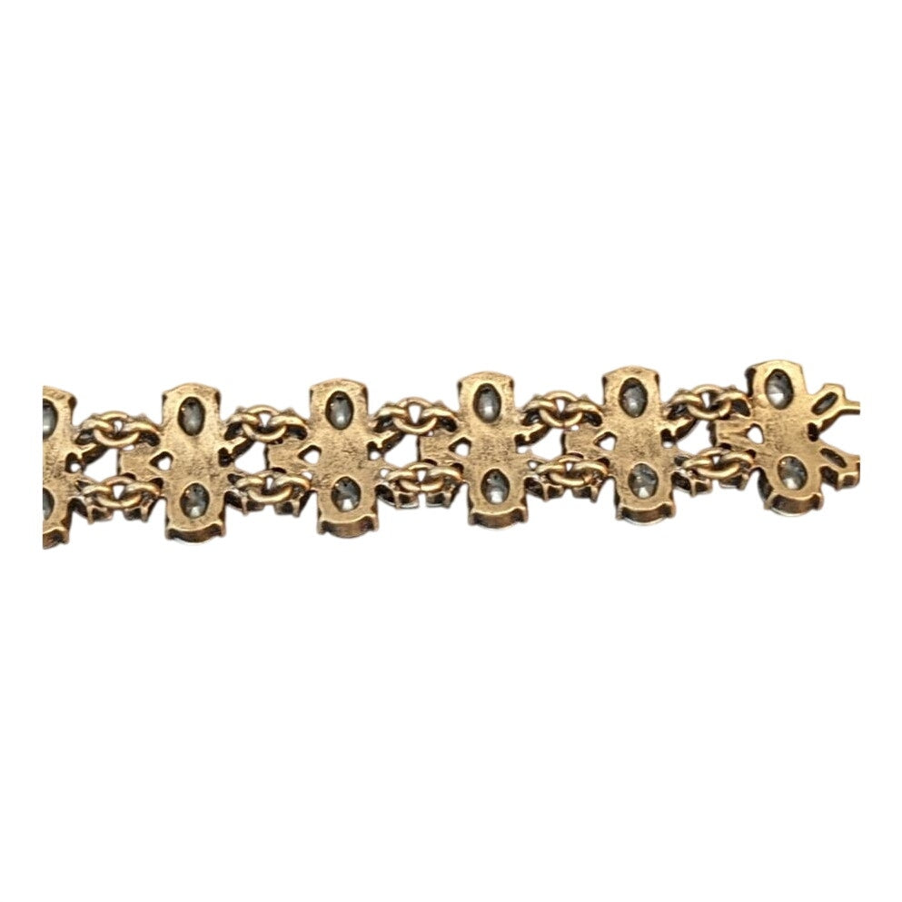 Banana Republic Chunky Champagne & Clear Rhinestone Foldover Clasp Bracelet