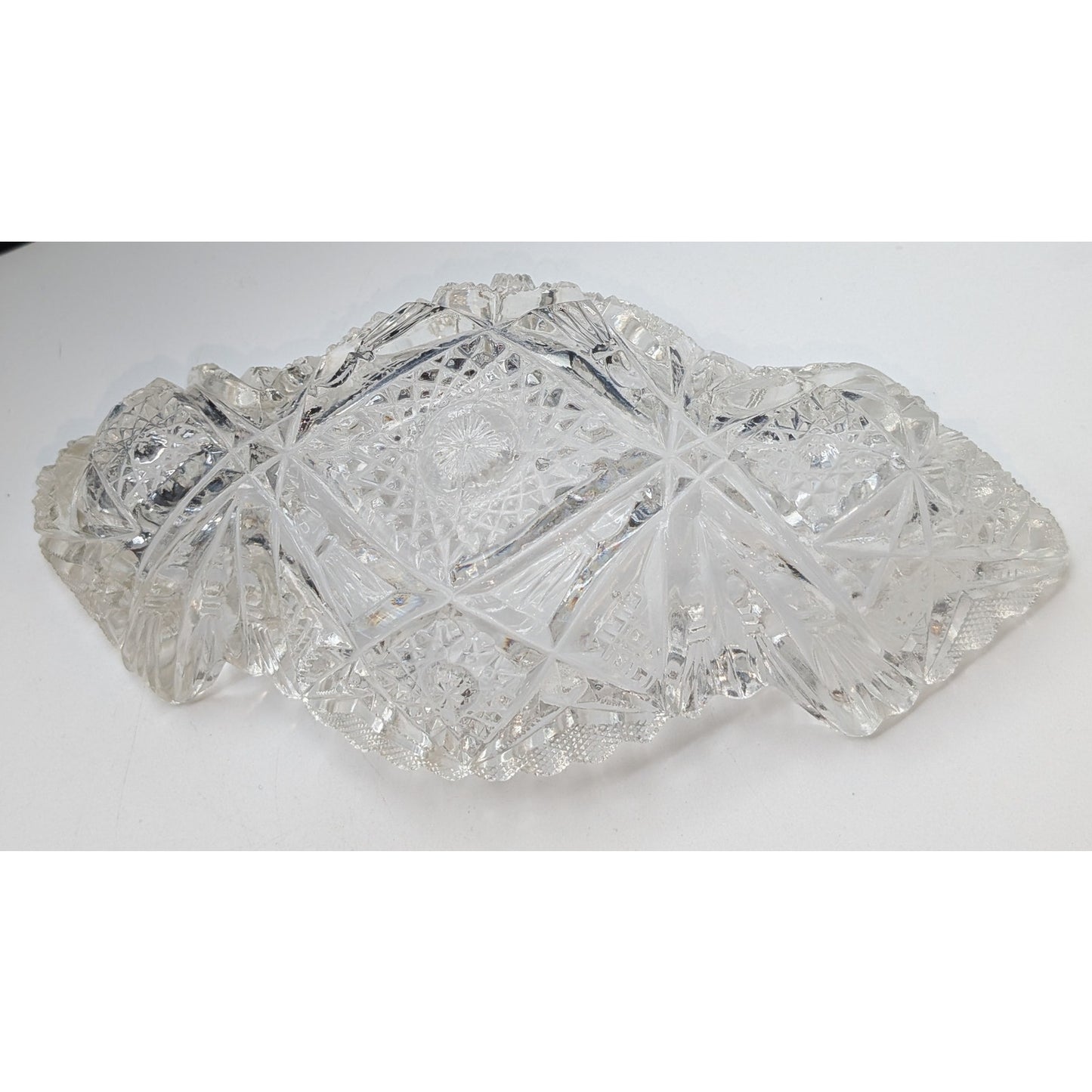 Antique Imperial Glass Co. Clear Pressed Glass Saw Tooth Edge Olive Relish Dish