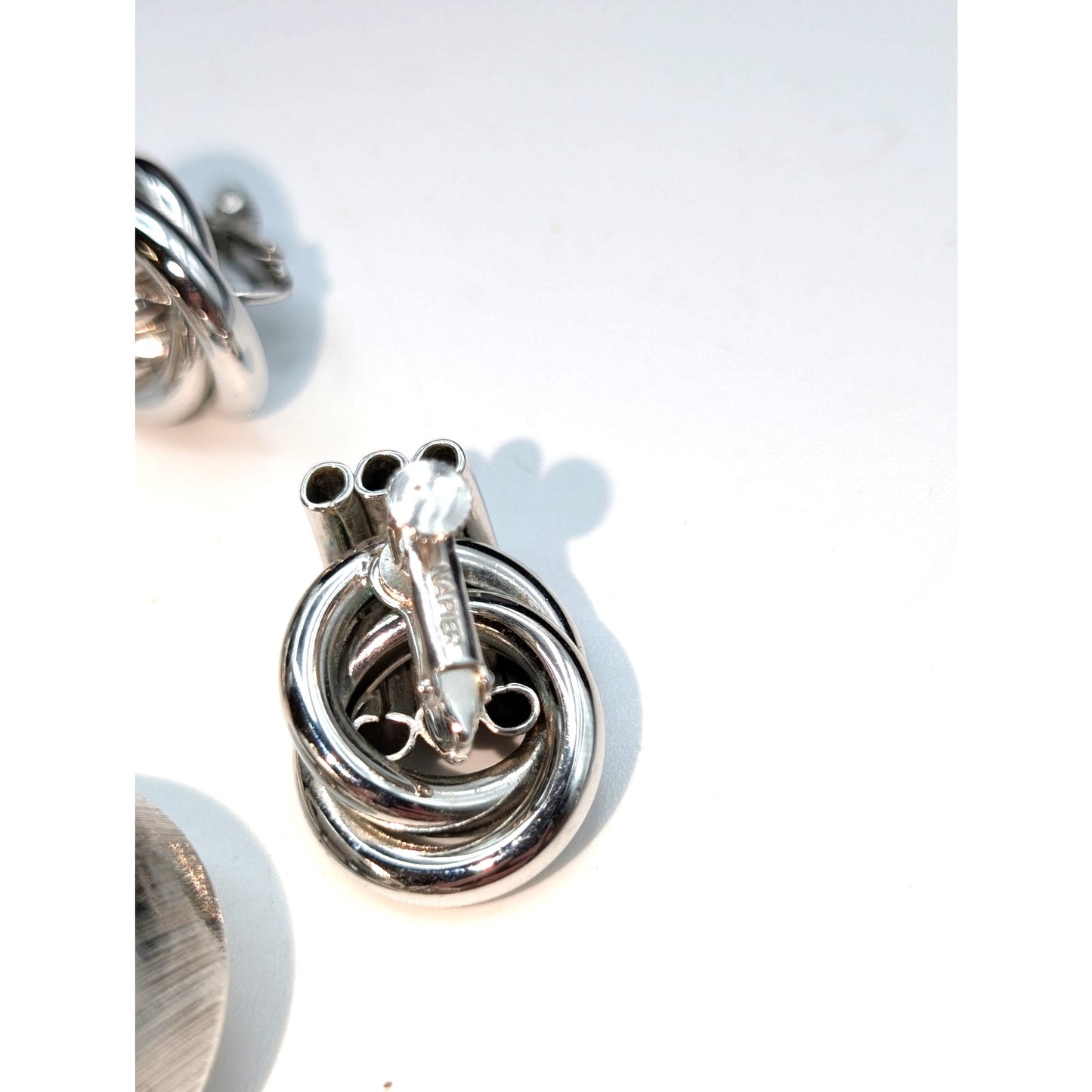 Lot of Six Pair Vintage Silver Tone Some Signed Clip On Earrings