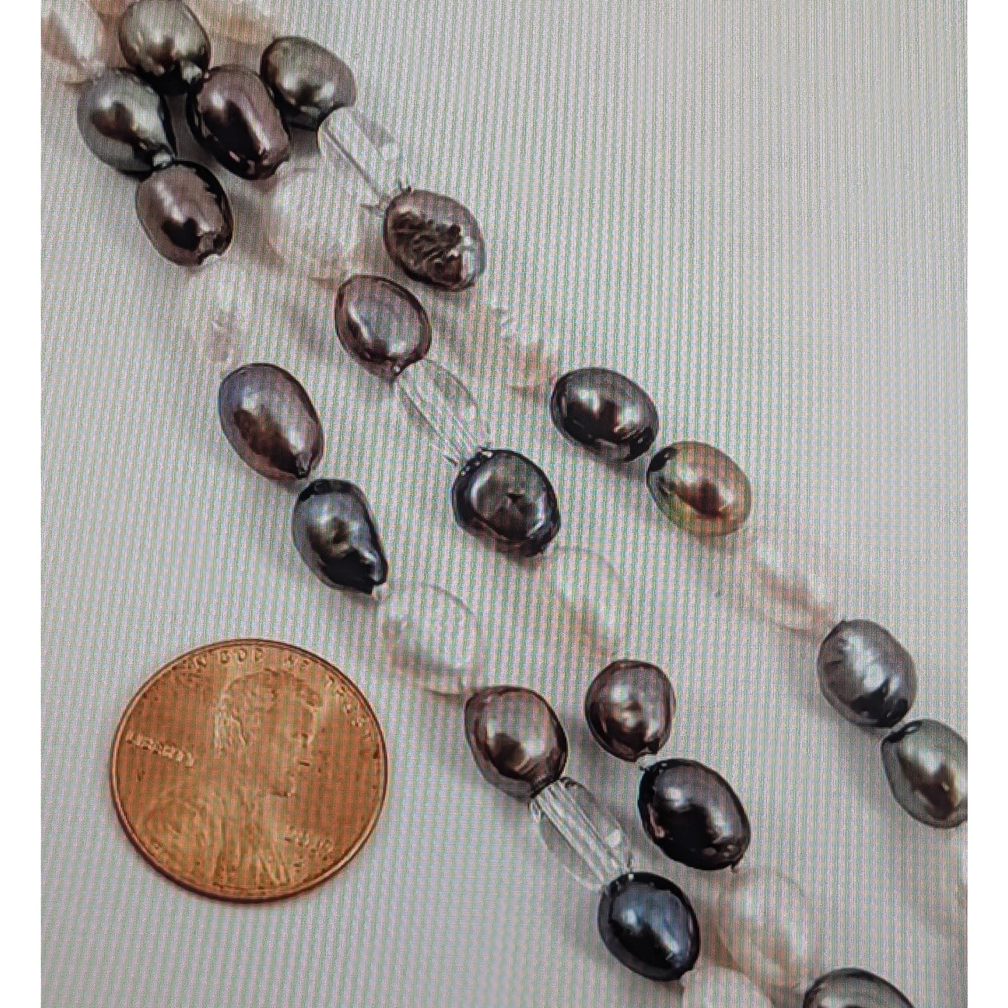 200" Oval White Peacock Pearls With Glass Bead Hand Knotted Rope Necklace