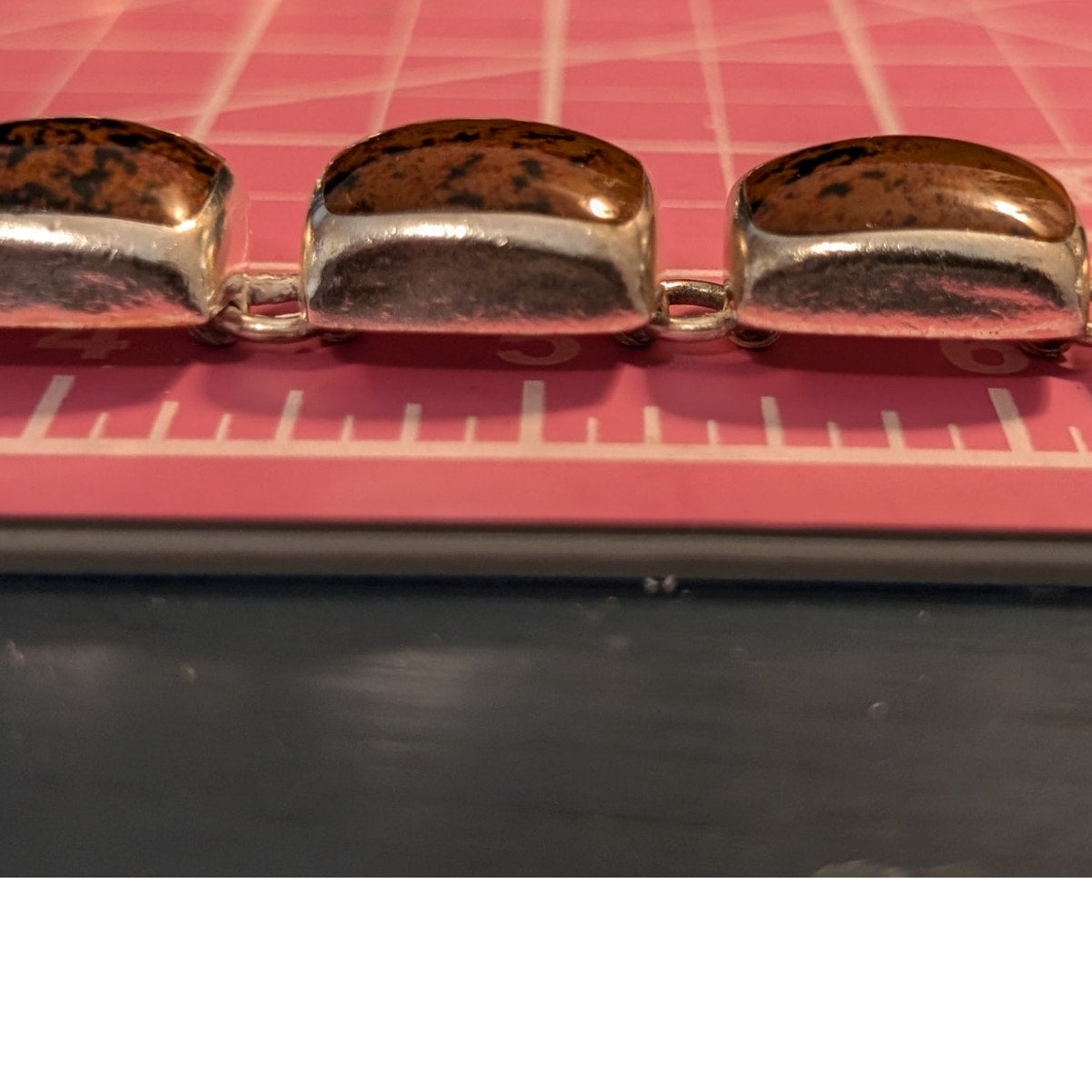 Vintage Taxco Mexico 925 Sterling Mahogany Obsidian Bracelet
