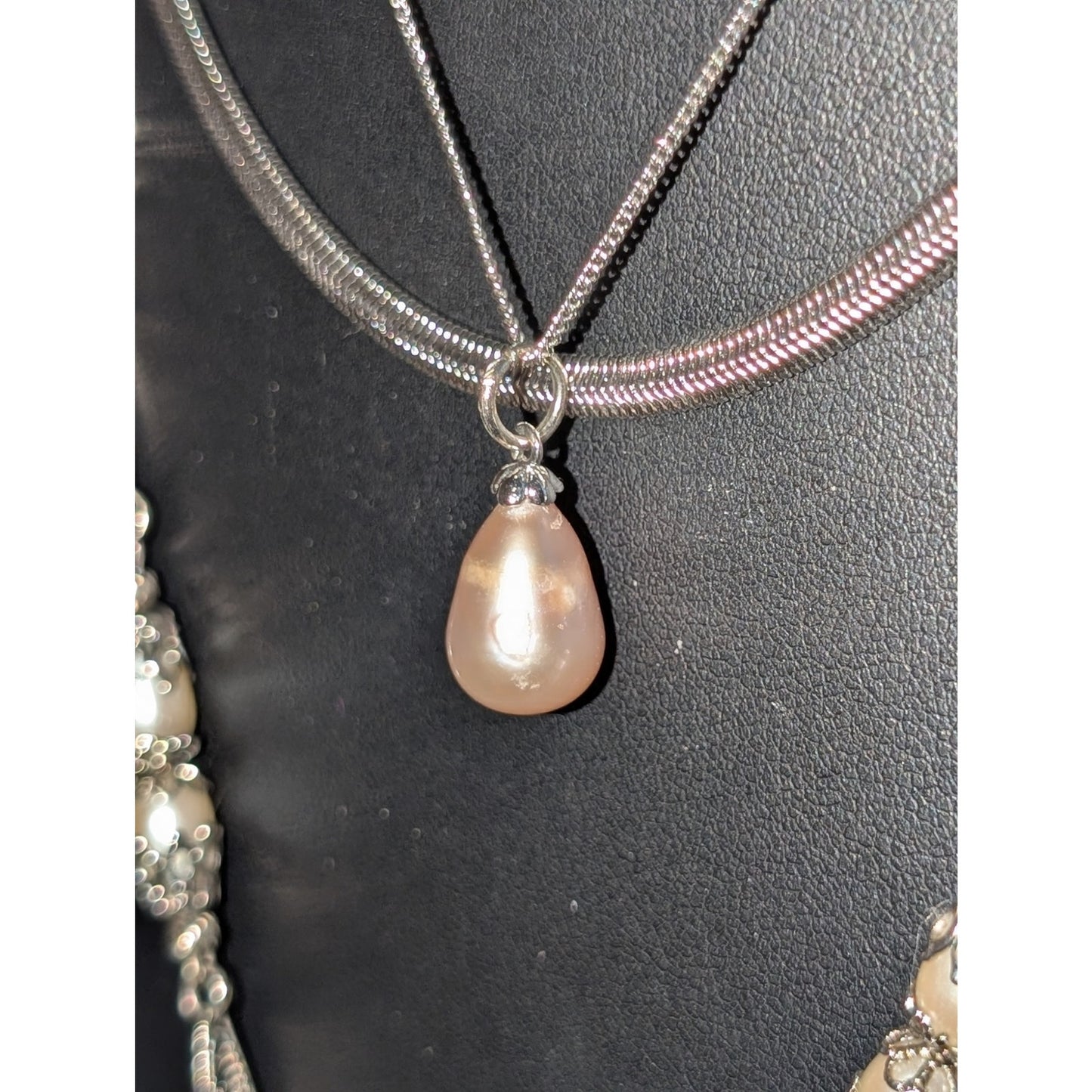 Lot of Three Silver Tone Necklaces --Avon & Unbranded