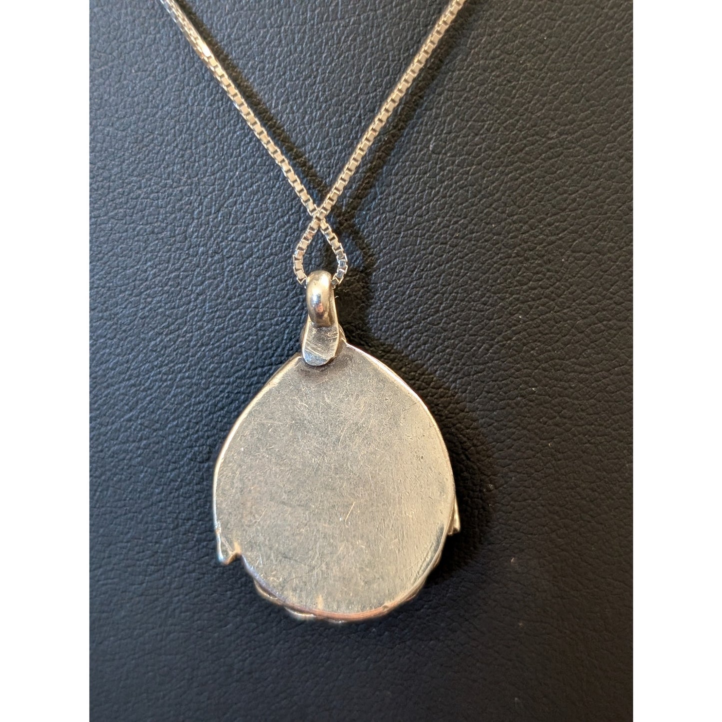VTG 925 Sterling Navajo Brown Web Pear Shape Turquoise Leaf Pendant Necklace