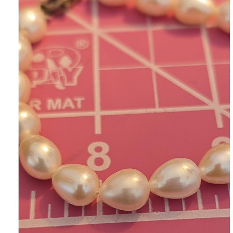 925 Sterling Silver Clasp 18 Drop-Shaped Genuine Pearl Bracelet