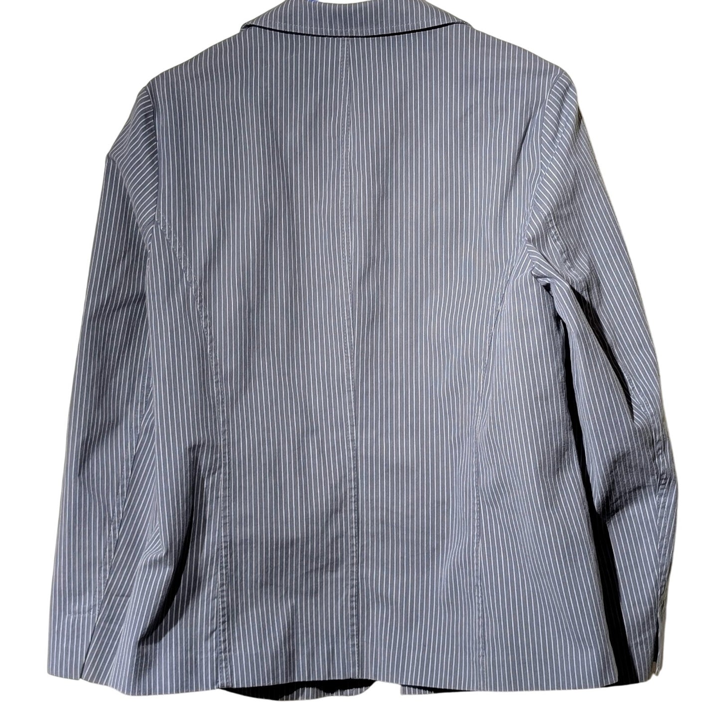 Talbot's 3 Button Gray/Blue Striped Cotton Stretch Blazer Womens Sz 12W (0X)