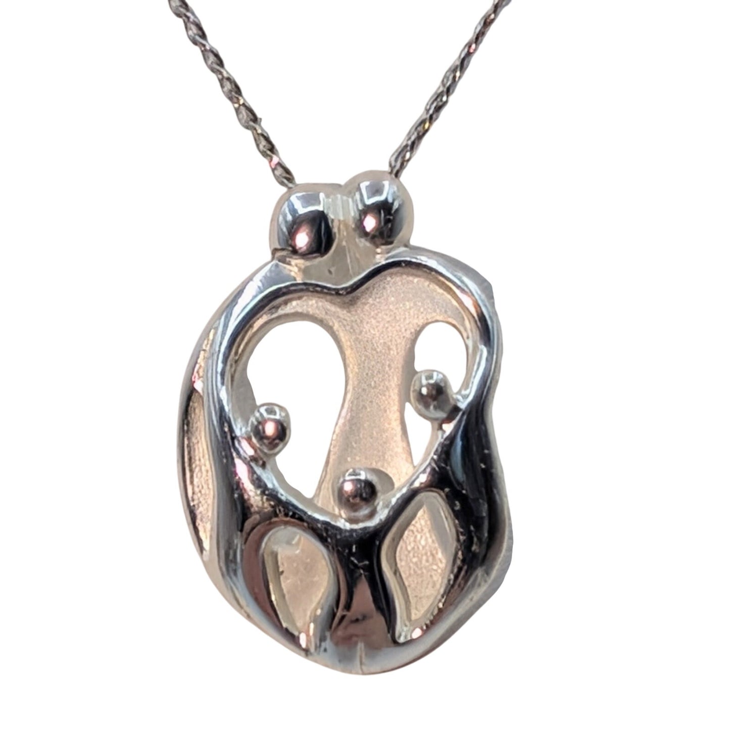 Carolyn Pollack 925 Sterling Silver Loving Family Pendant 16" Chain Necklace
