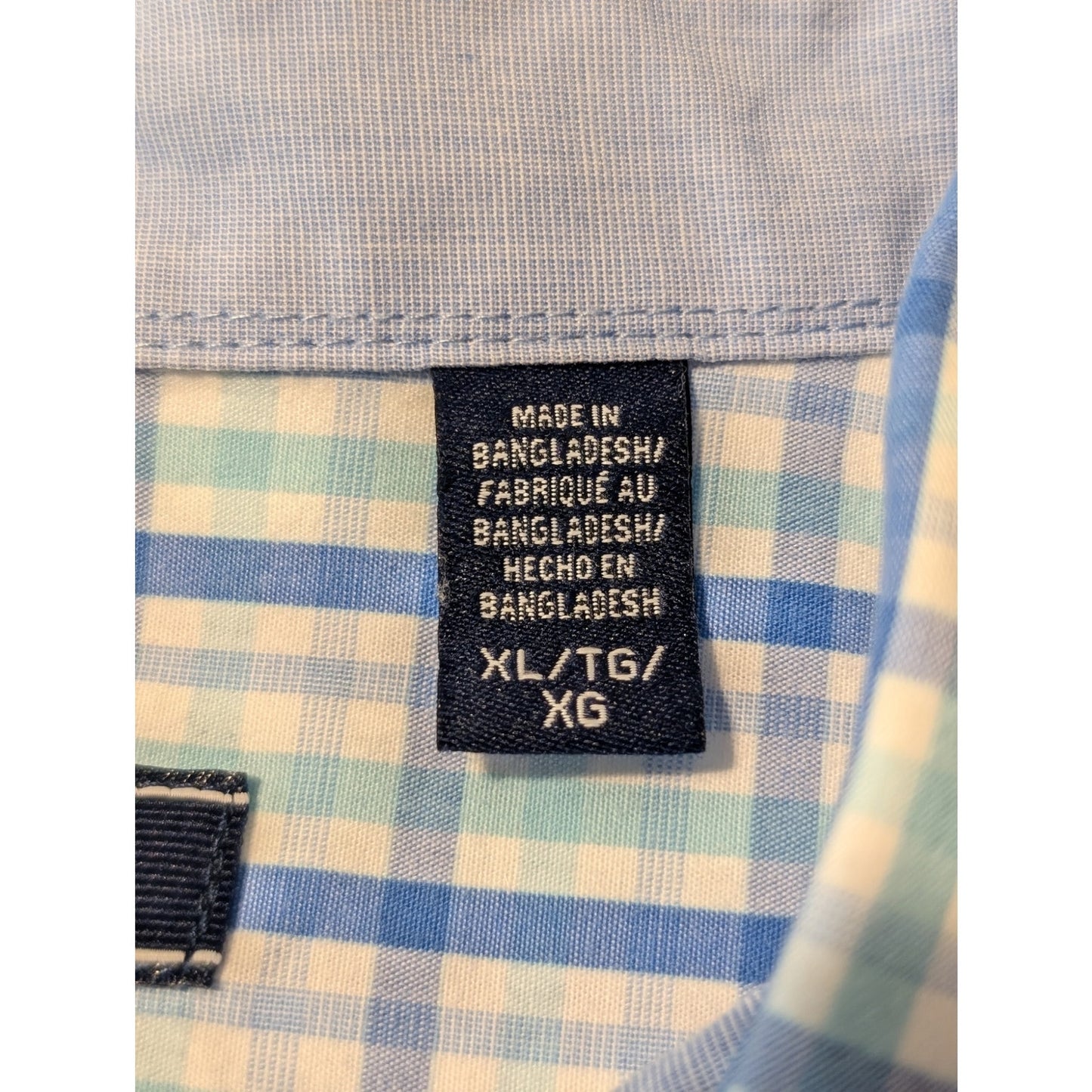 Izod Slim Fit Blue Green Plaid Cotton Button Down Long Sleeve Shirt Mens Sz XL