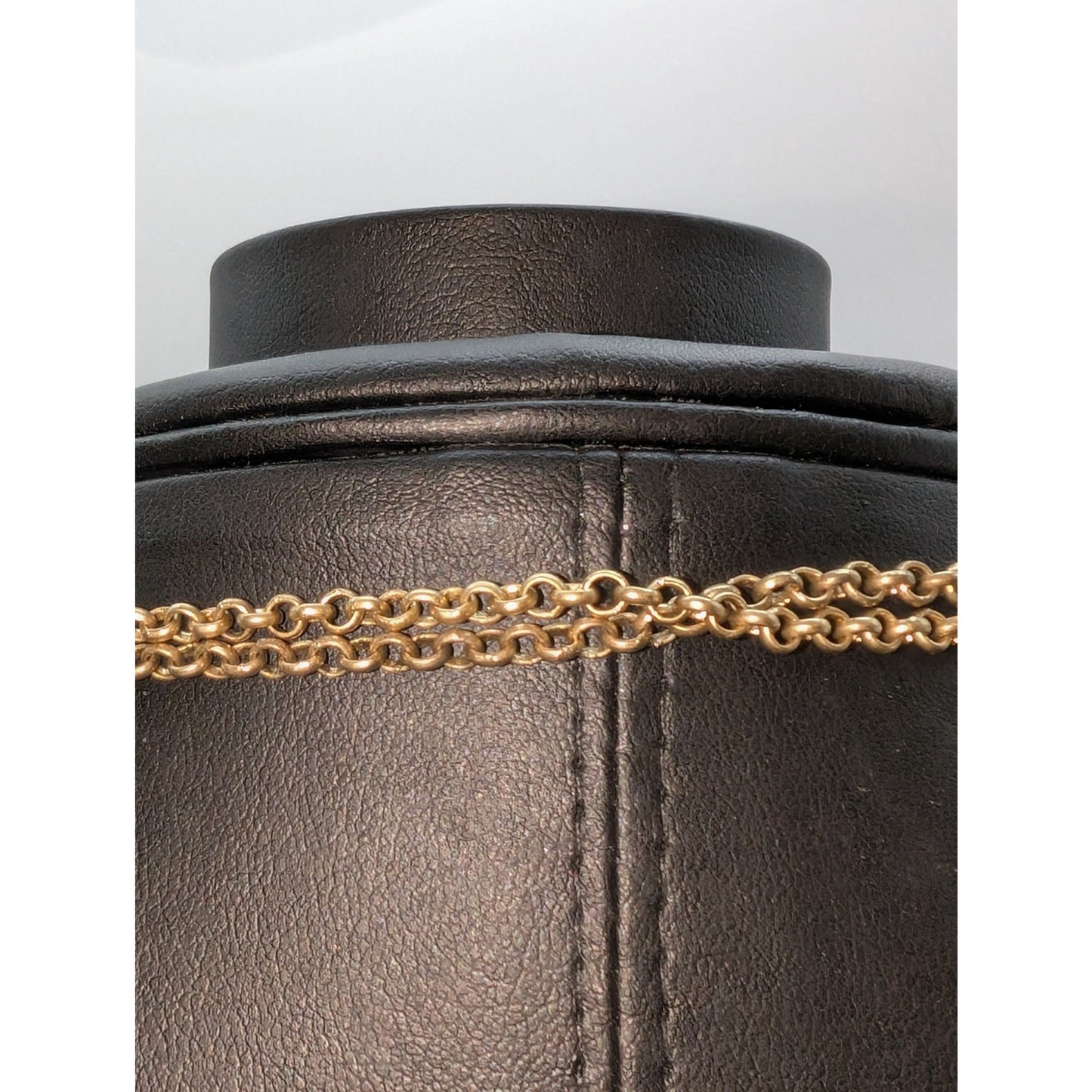 Muted Gold Tone Double Rolo Link Front Toggle Clasp Beaded Cluster 17" Necklace