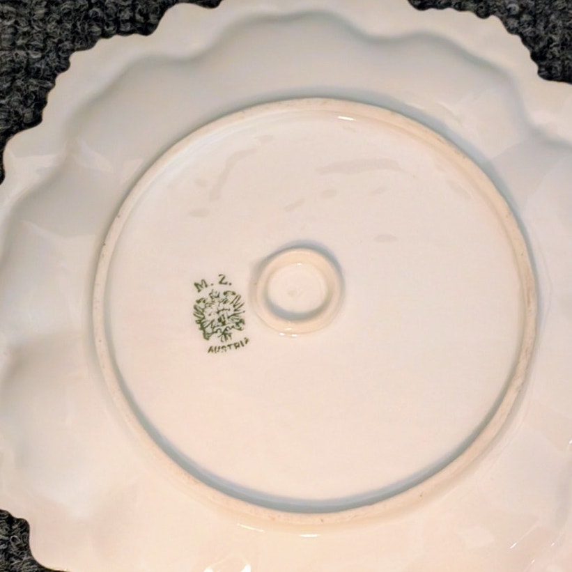 Vtg M.Z. Made in Austria Fancy Edge Hand-Painted Yellow Flower 6" Plate Signed