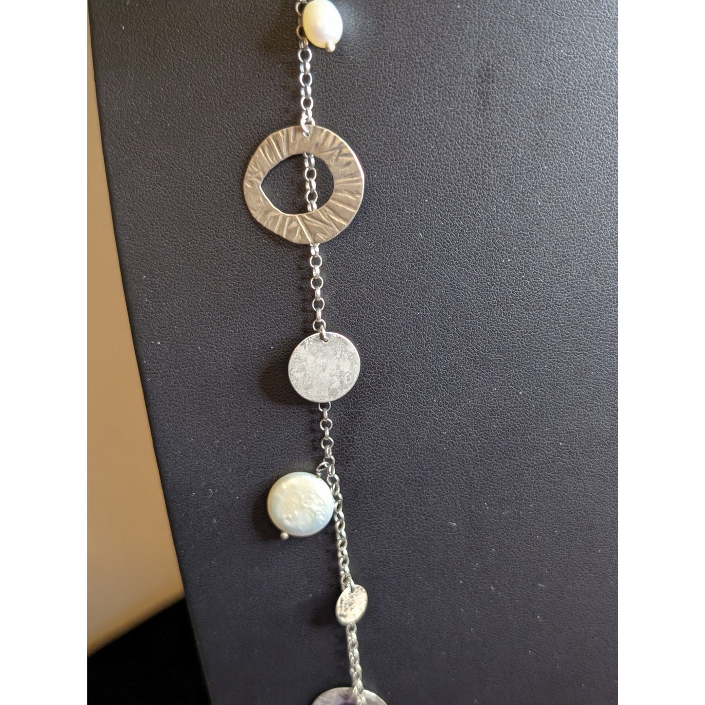 SILPADA Retired Pearl of a Girl Sterling Silver Coin & Pearl Dangle 36" Necklace