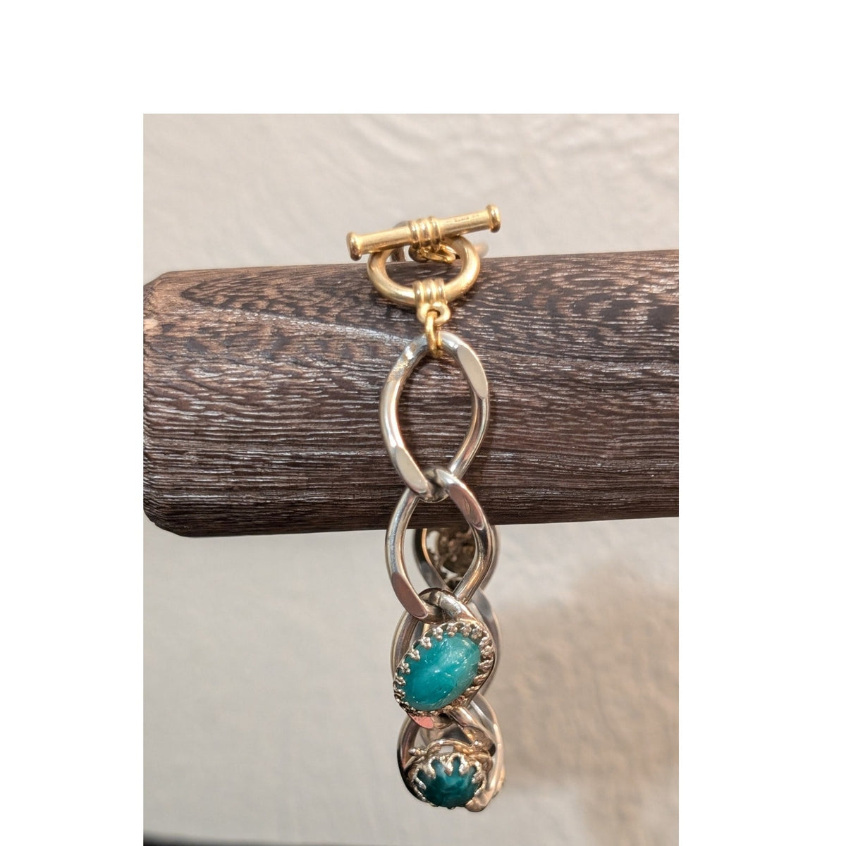 Vintage Carved Scarab Multi-Station Chain Link Gold Tone Toggle Clasp Bracelet