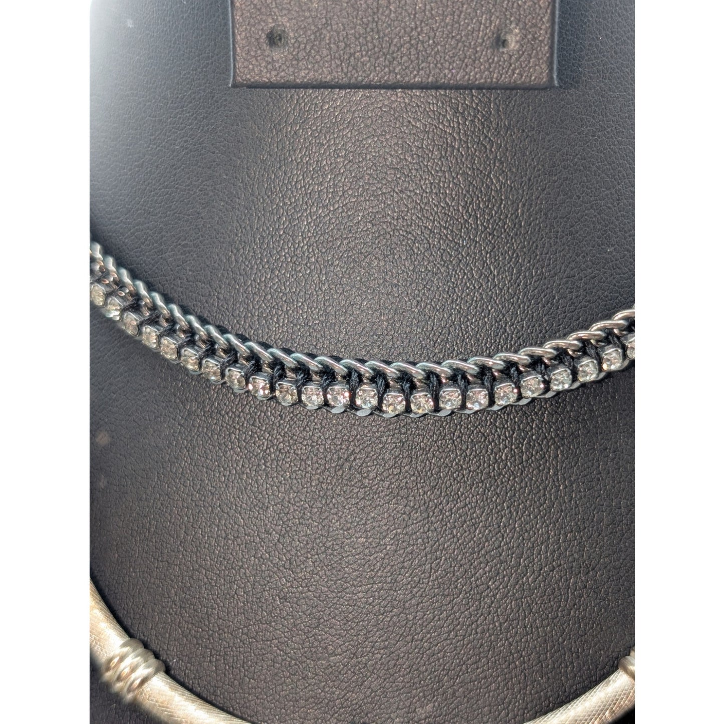 Lot of Three Crystal Bead & Pendant Rhinestone Twisted Metallic Bead Necklaces