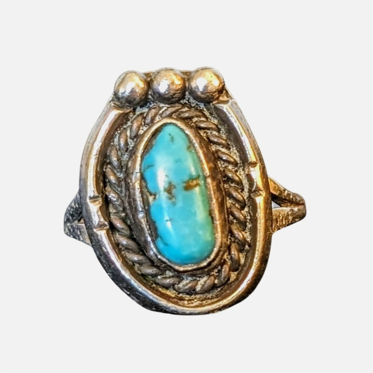 Vintage Turquoise Ring Navajo Sterling Silver Southwestern Ring Size 4