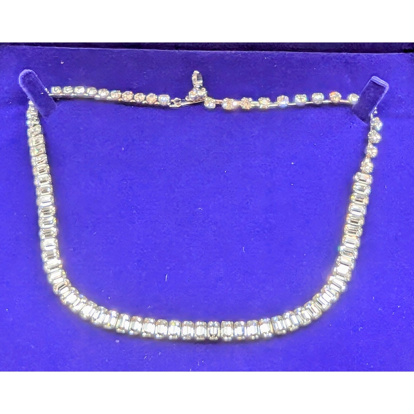Vintage Weiss Signed Brilliant Cut Clear Baguette Rhinestone 16.5" Necklace