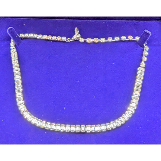 Vintage Weiss Signed Brilliant Cut Clear Baguette Rhinestone 16.5" Necklace